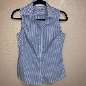 Banana Republic Blue/White Striped Button-up Top